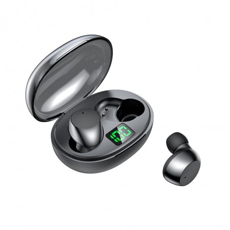 Casti wireless bluetooth, INOVA® K20, fara fir, conexiune universala, audio, microfon, afisaj digital baterie, BT 5.3, negru
