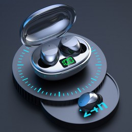 Casti wireless bluetooth, INOVA® K20, fara fir, conexiune universala, audio, microfon, afisaj digital baterie, BT 5.3, negru