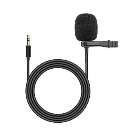 Microfon extern tip lavaliera INOVA®, universal, Handsfree, Plug&Play, jack 3.5mm, cablu 1.5m, Auto radio, PC, Laptop, negru