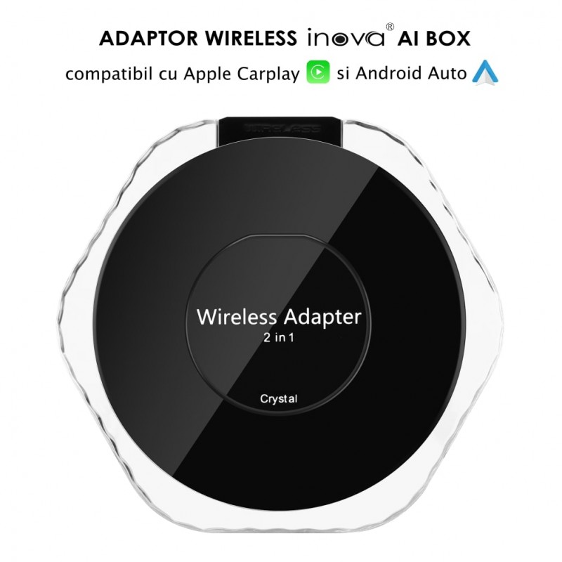 Adaptor wireless INOVA® AI BOX 2in1 compatibil cu Android Auto/ Apple ...