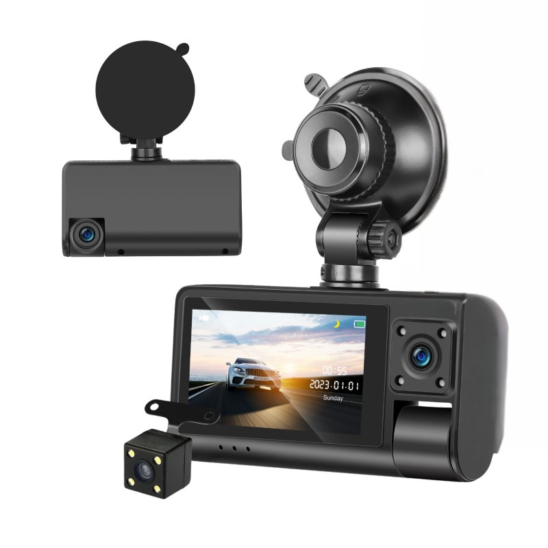Cameră Auto Triplă DVR INOVA – Full HD, Wi-Fi, Night Vision, G-Sensor