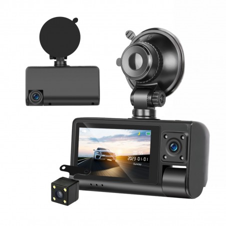 Cameră Auto Triplă DVR INOVA – Full HD, Wi-Fi, Night Vision, G-Sensor