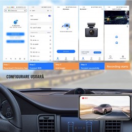 Cameră Auto Triplă DVR INOVA – Full HD, Wi-Fi, Night Vision, G-Sensor