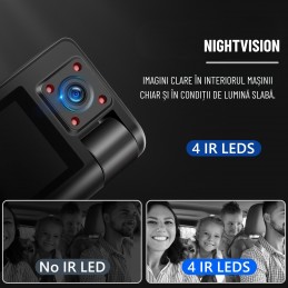 Cameră Auto Triplă DVR INOVA – Full HD, Wi-Fi, Night Vision, G-Sensor