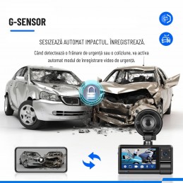 Cameră Auto Triplă DVR INOVA – Full HD, Wi-Fi, Night Vision, G-Sensor
